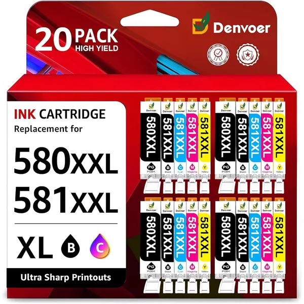 Denvoer PGI-580XXL / CLI-581XXL Ink Cartridges